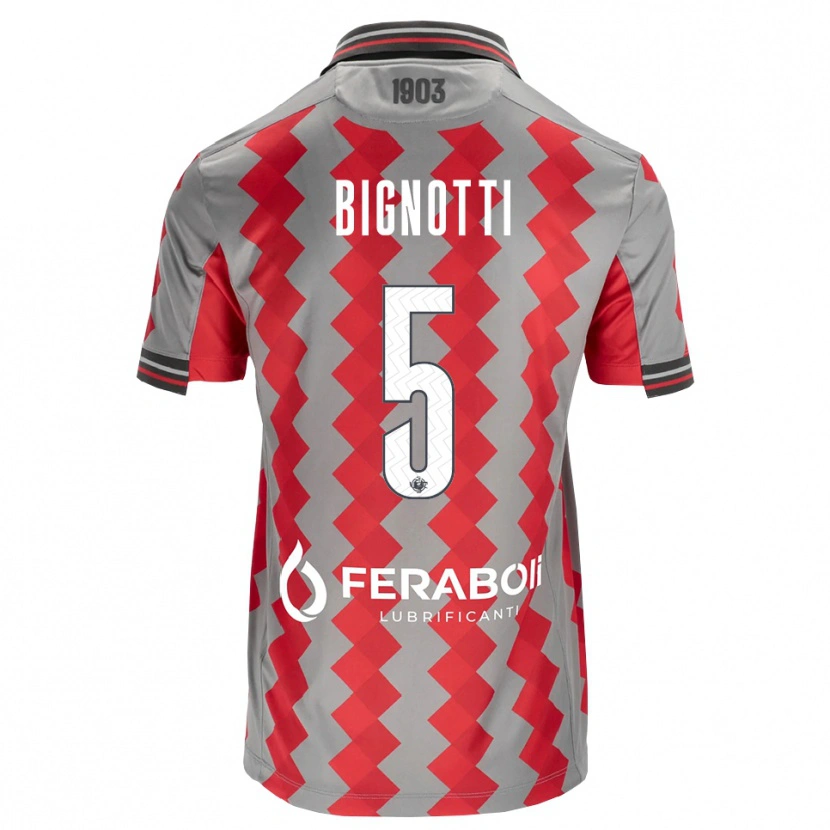 Danxen Hombre Camiseta Francesco Bignotti #5 Gris Rojo Blanco 1ª Equipación 2026/27 La Camisa