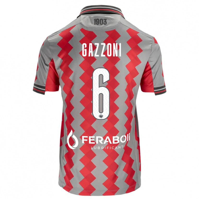 Danxen Hombre Camiseta Matteo Gazzoni #6 Gris Rojo Blanco 1ª Equipación 2026/27 La Camisa