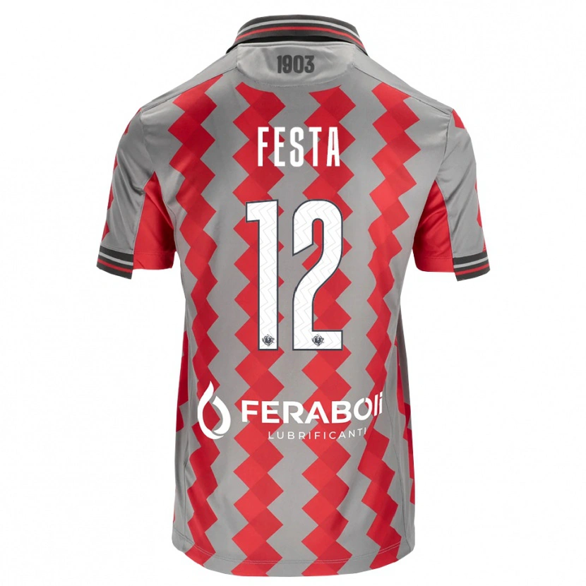 Danxen Hombre Camiseta Marco Festa #12 Gris Rojo Blanco 1ª Equipación 2026/27 La Camisa