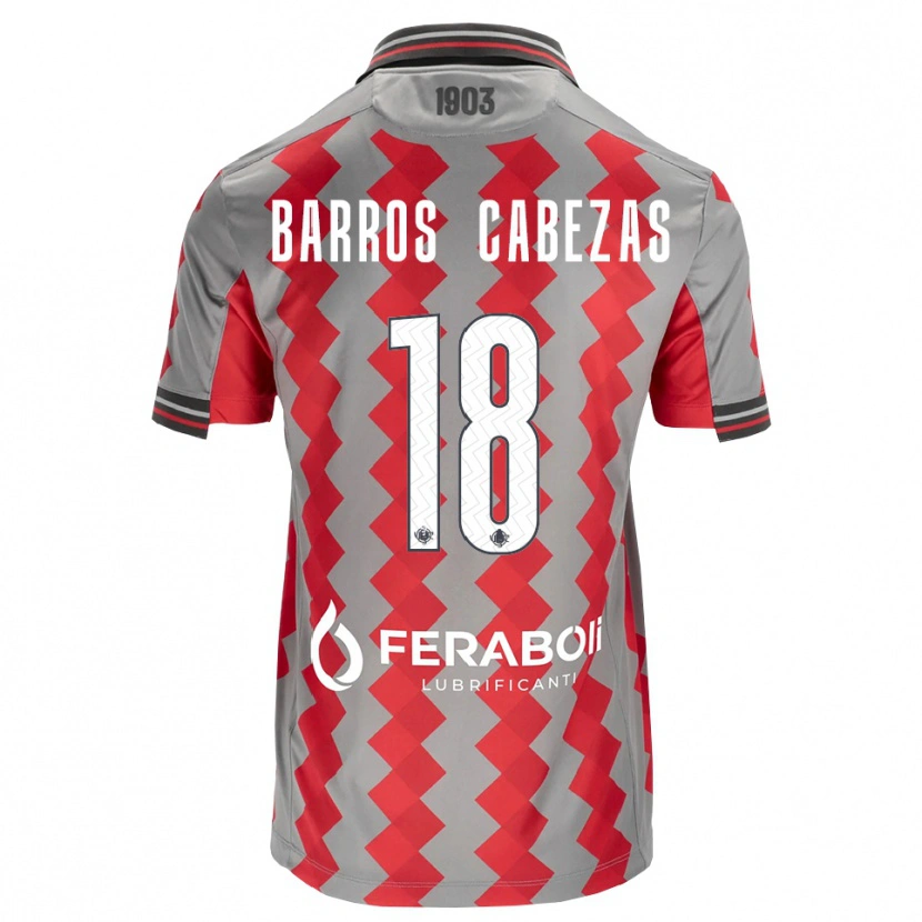 Danxen Hombre Camiseta Ronie Barros Cabezas #18 Gris Rojo Blanco 1ª Equipación 2026/27 La Camisa