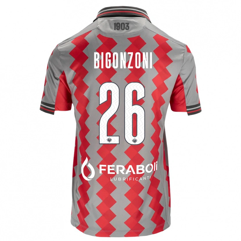Danxen Hombre Camiseta Michele Bigonzoni #26 Gris Rojo Blanco 1ª Equipación 2026/27 La Camisa