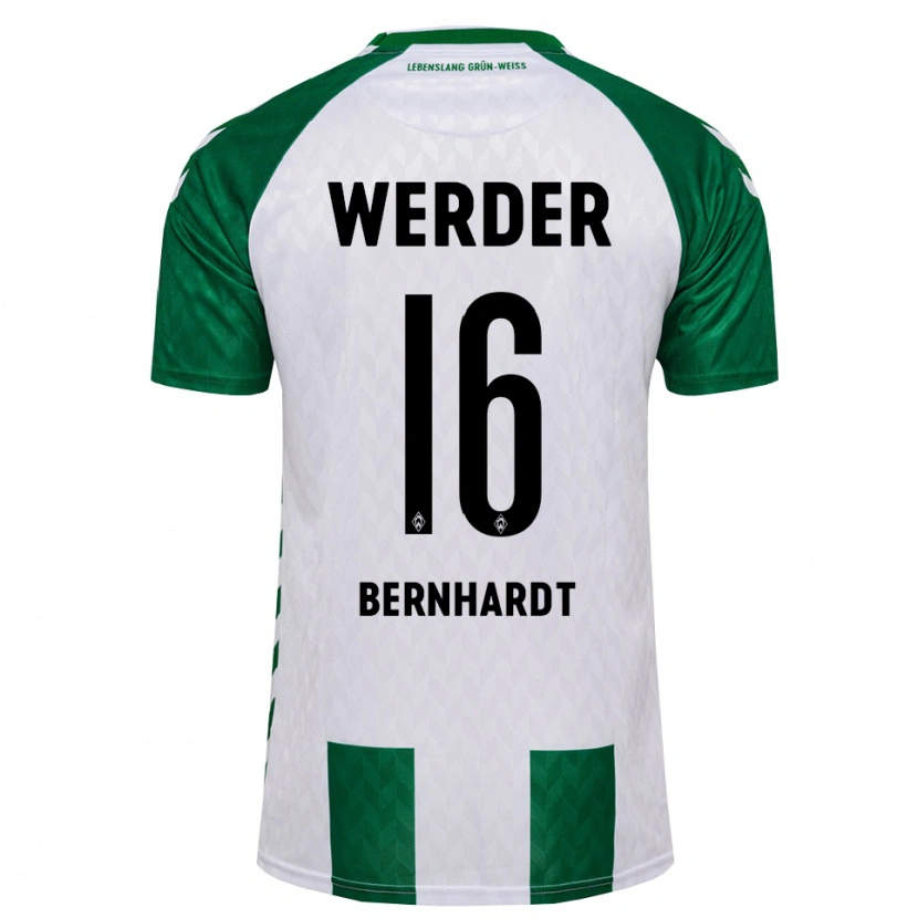 Danxen Hombre Camiseta Emilie Bernhardt #16 Verde Blanco 1ª Equipación 2026/27 La Camisa