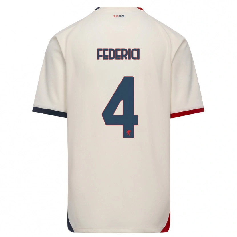 Danxen Hombre Camiseta Matteo Federici #4 Blanco Roto Rojo 2ª Equipación 2026/27 La Camisa