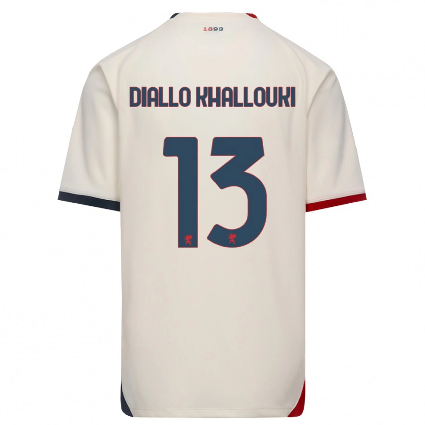 Danxen Hombre Camiseta Siaka Diallo Khallouki #13 Blanco Roto Rojo 2ª Equipación 2026/27 La Camisa