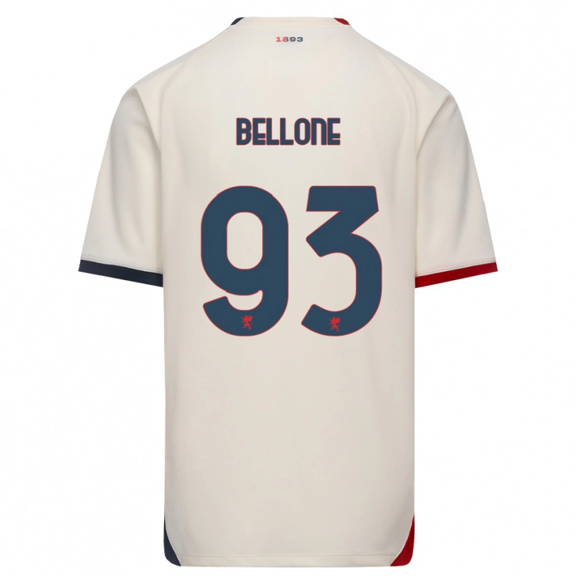 Danxen Hombre Camiseta Francesco Bellone #93 Blanco Roto Rojo 2ª Equipación 2026/27 La Camisa