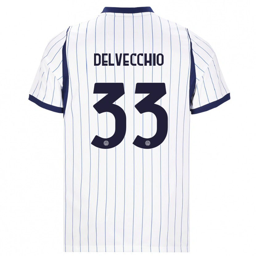 Danxen Hombre Camiseta Gabriele Delvecchio #33 Blanco Azul Marino 2ª Equipación 2026/27 La Camisa