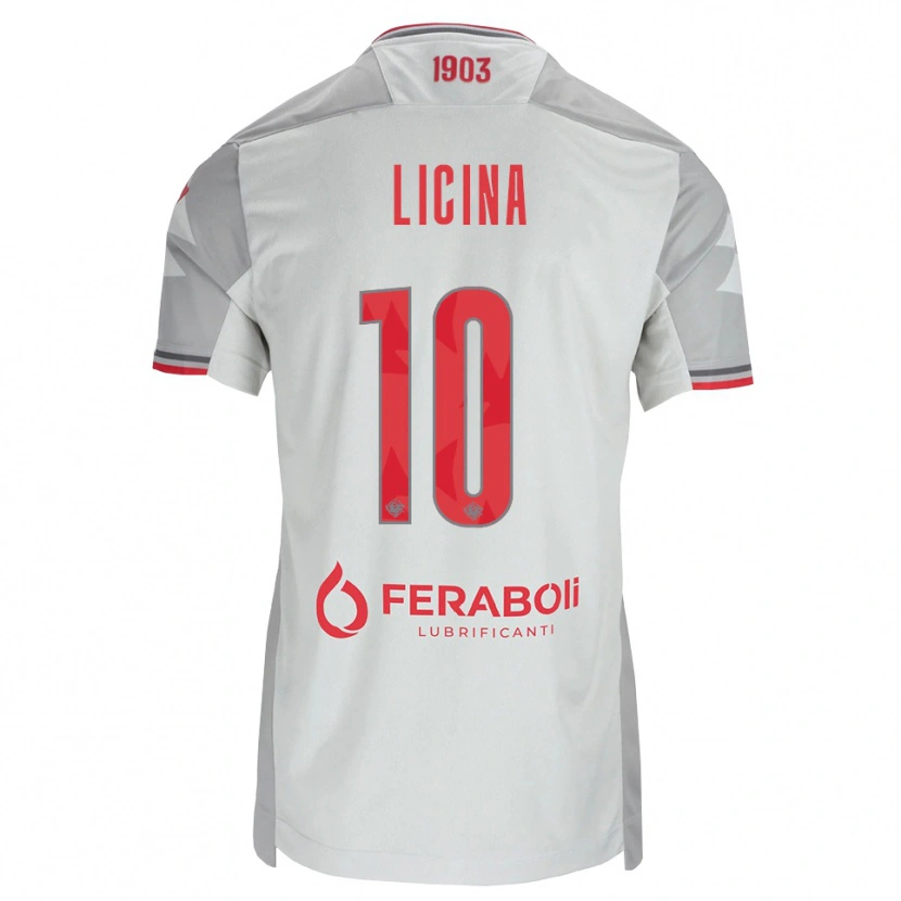 Danxen Hombre Camiseta Adin Licina #10 Gris Blanco Rojo 2ª Equipación 2026/27 La Camisa