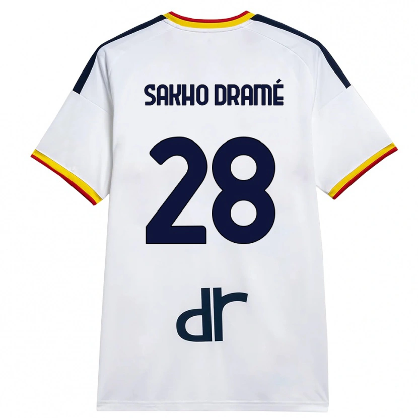 Danxen Hombre Camiseta Samba Sakho Dramé #28 Blanco Amarillo Rojo 2ª Equipación 2026/27 La Camisa