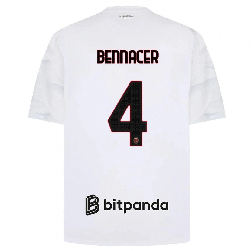 Danxen Hombre Camiseta Ismael Bennacer #4 Blanco Rojo Negro 2ª Equipación 2026/27 La Camisa