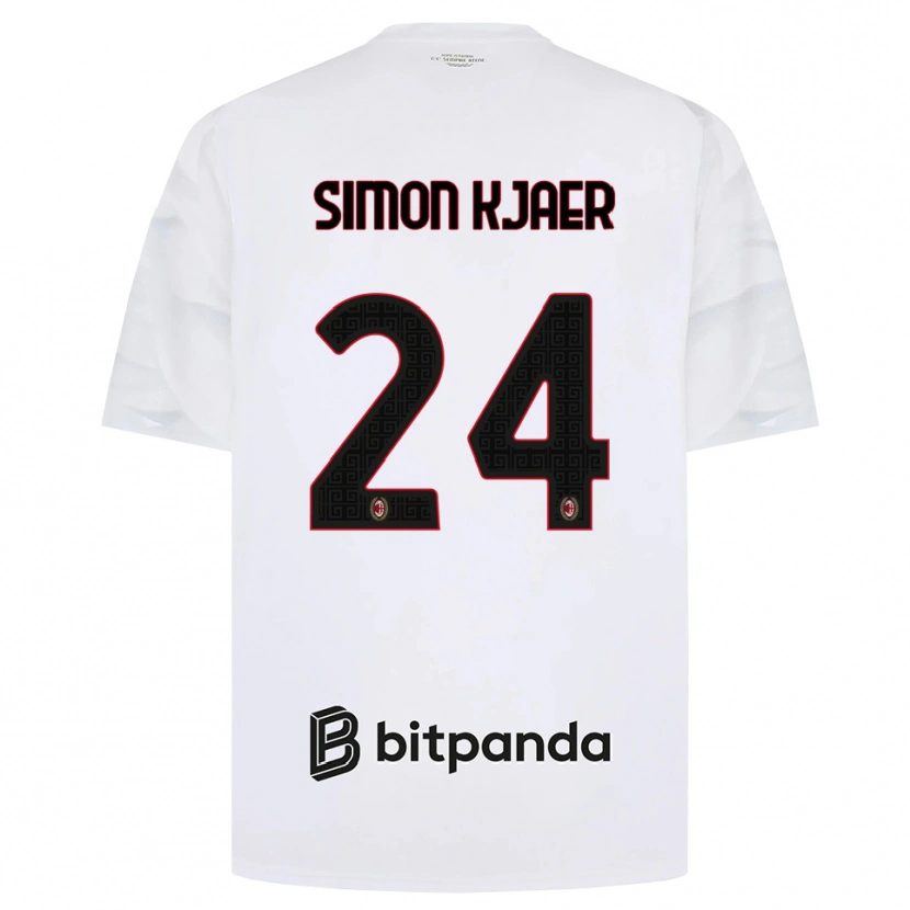 Danxen Hombre Camiseta Simon Kjaer #24 Blanco Rojo Negro 2ª Equipación 2026/27 La Camisa