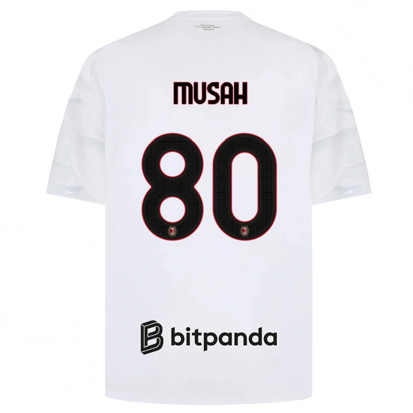 Danxen Hombre Camiseta Yunus Musah #80 Blanco Rojo Negro 2ª Equipación 2026/27 La Camisa