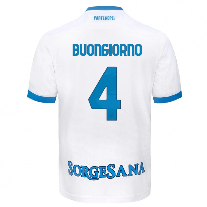 Danxen Hombre Camiseta Alessandro Buongiorno #4 Blanco Azul Cielo 2ª Equipación 2026/27 La Camisa