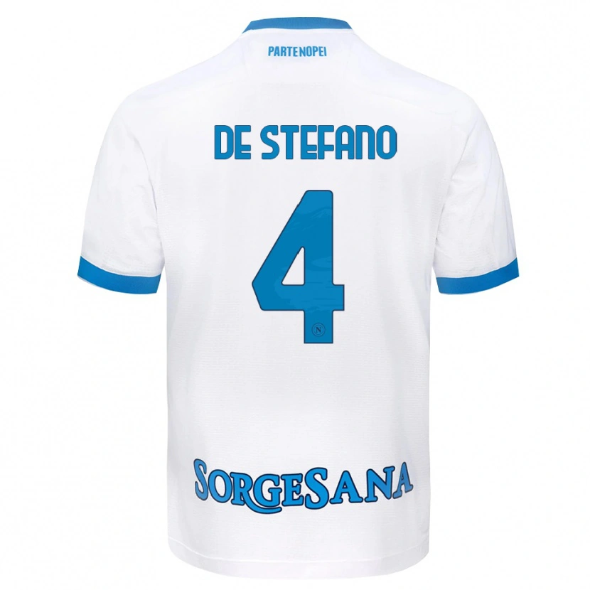 Danxen Hombre Camiseta Francesco De Stefano #4 Blanco Azul Cielo 2ª Equipación 2026/27 La Camisa