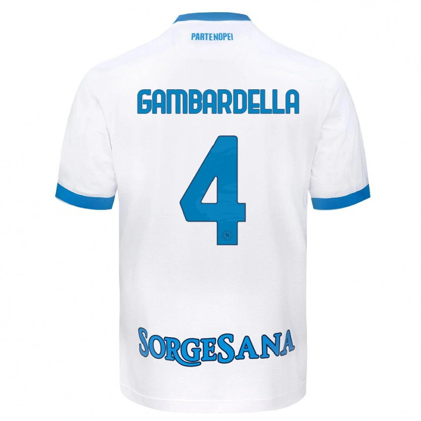 Danxen Hombre Camiseta Vittorio Gambardella #4 Blanco Azul Cielo 2ª Equipación 2026/27 La Camisa