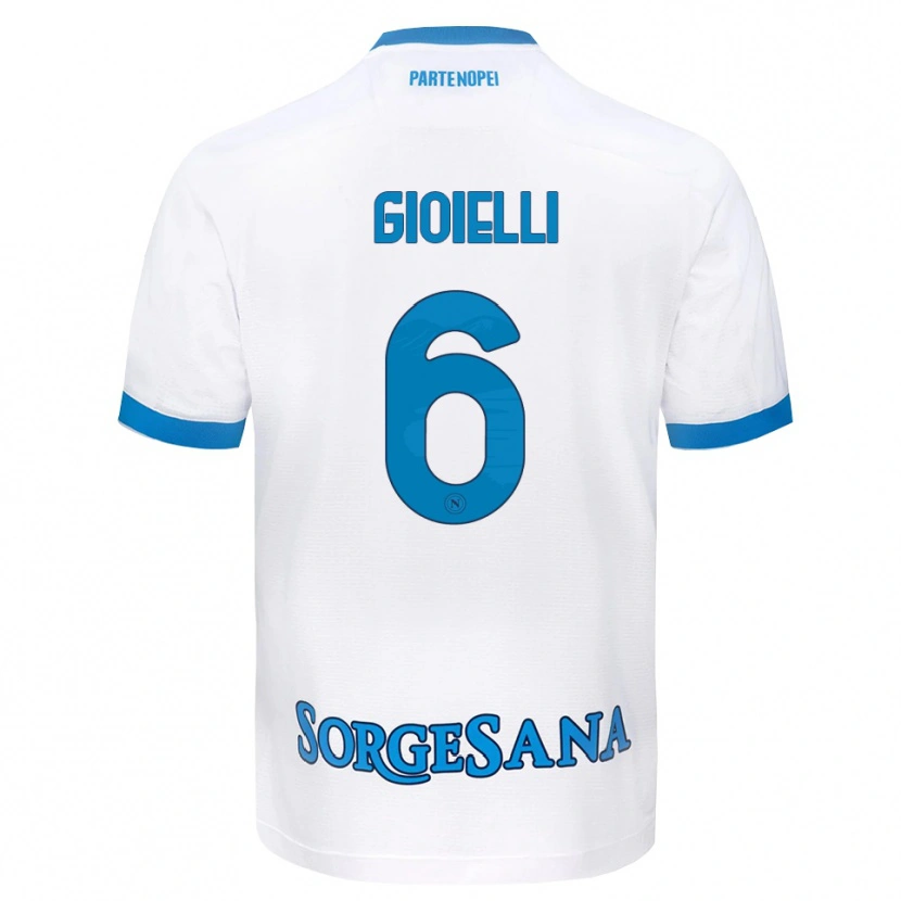 Danxen Hombre Camiseta Francesco Pio Gioielli #6 Blanco Azul Cielo 2ª Equipación 2026/27 La Camisa