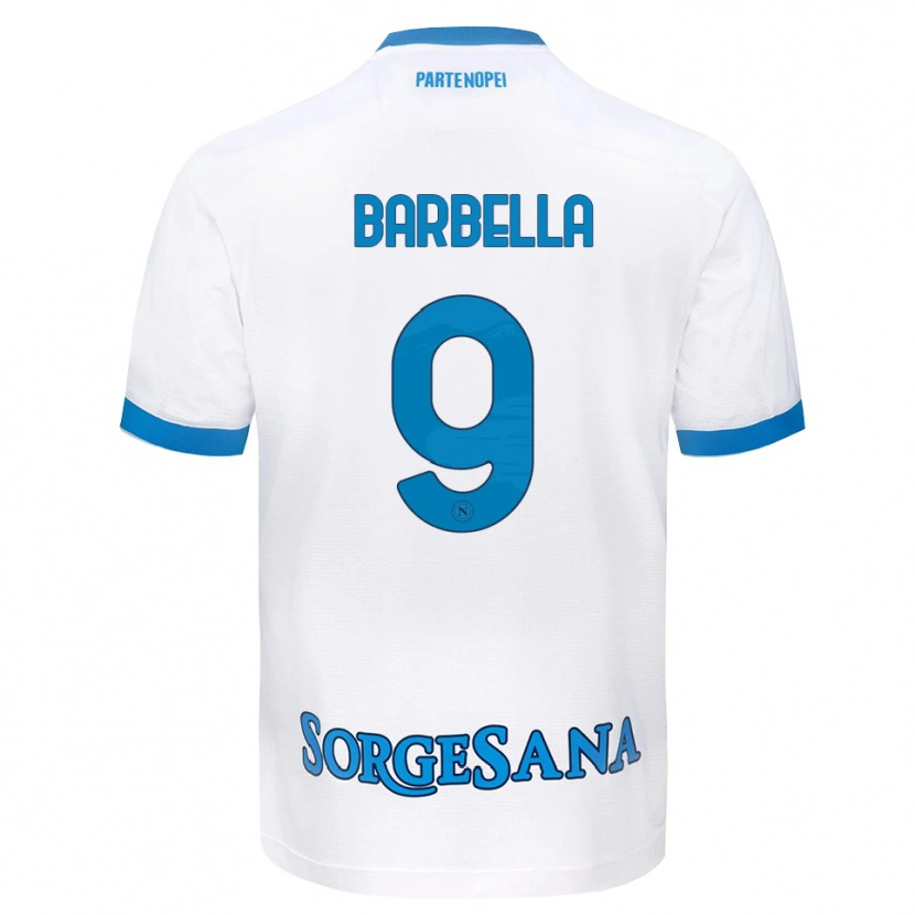 Danxen Hombre Camiseta Michele Barbella #9 Blanco Azul Cielo 2ª Equipación 2026/27 La Camisa