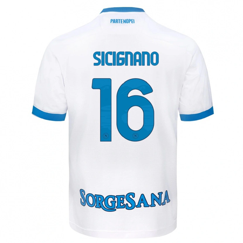 Danxen Hombre Camiseta Luigi Sicignano #16 Blanco Azul Cielo 2ª Equipación 2026/27 La Camisa
