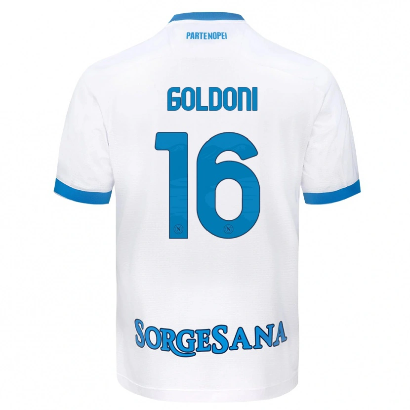 Danxen Hombre Camiseta Eleonora Goldoni #16 Blanco Azul Cielo 2ª Equipación 2026/27 La Camisa