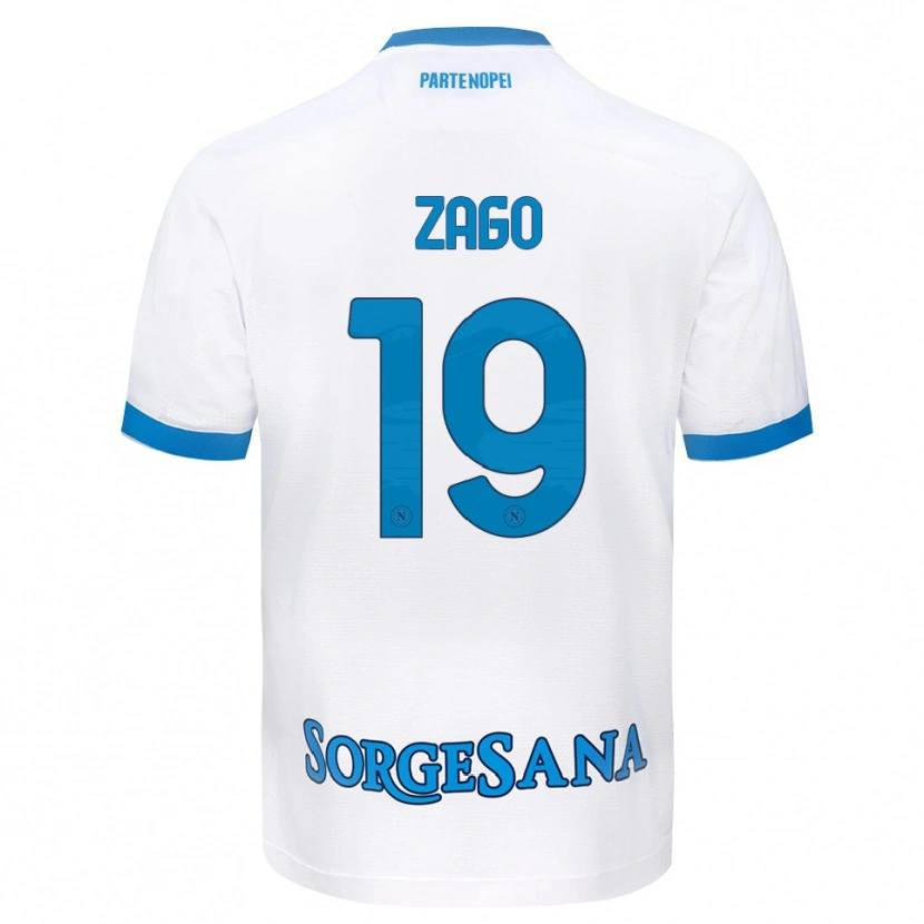 Danxen Hombre Camiseta Gabriele Zago #19 Blanco Azul Cielo 2ª Equipación 2026/27 La Camisa