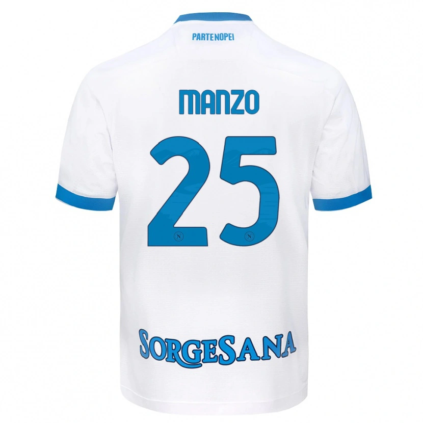 Danxen Hombre Camiseta Alessia Manzo #25 Blanco Azul Cielo 2ª Equipación 2026/27 La Camisa