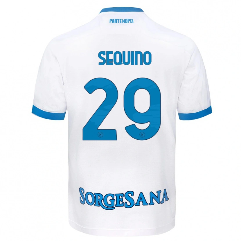 Danxen Hombre Camiseta Giovanni Sequino #29 Blanco Azul Cielo 2ª Equipación 2026/27 La Camisa