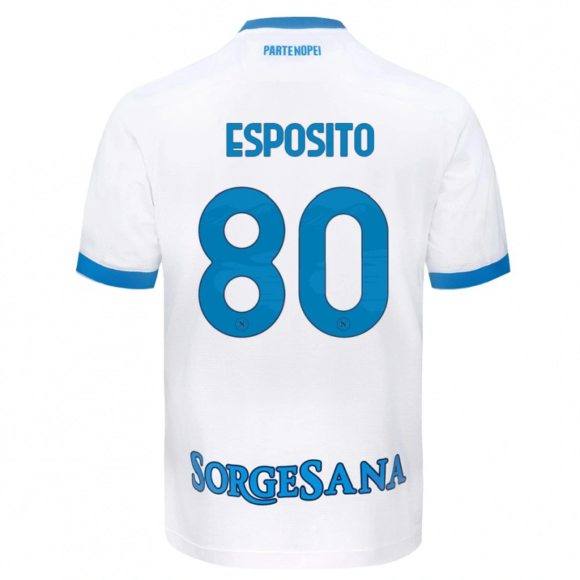 Danxen Hombre Camiseta Luigi Esposito #80 Blanco Azul Cielo 2ª Equipación 2026/27 La Camisa