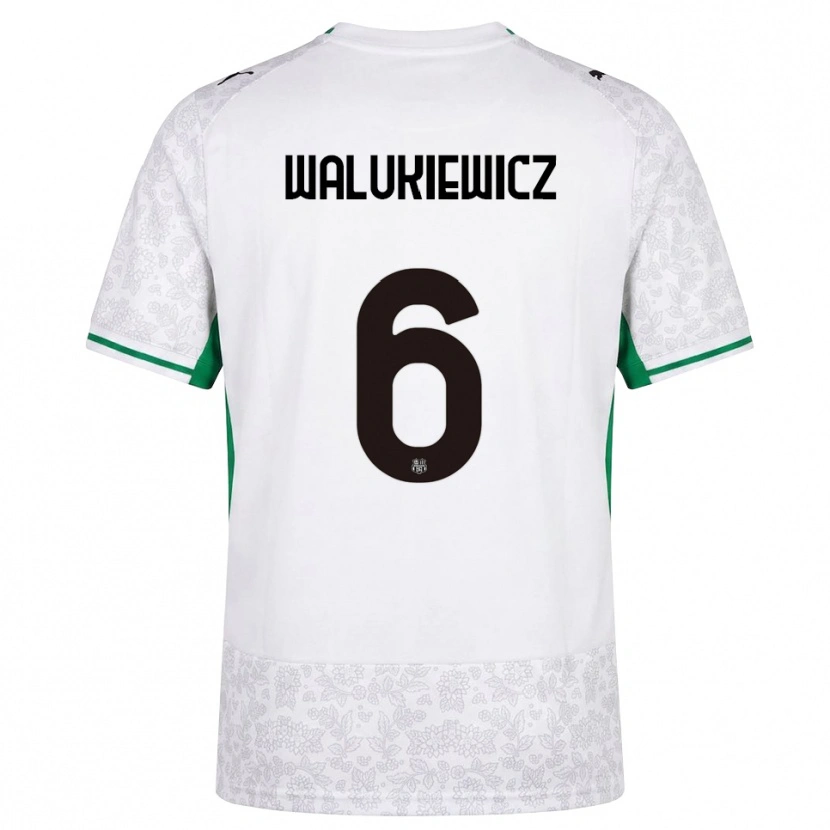 Danxen Hombre Camiseta Sebastian Walukiewicz #6 Blanco Negro Verde 2ª Equipación 2026/27 La Camisa