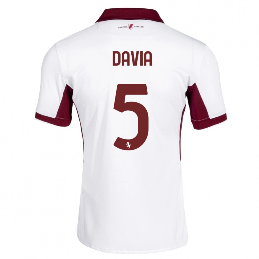 Danxen Hombre Camiseta Emiliano Davia #5 Burdeos Blanco Rojo 2ª Equipación 2026/27 La Camisa