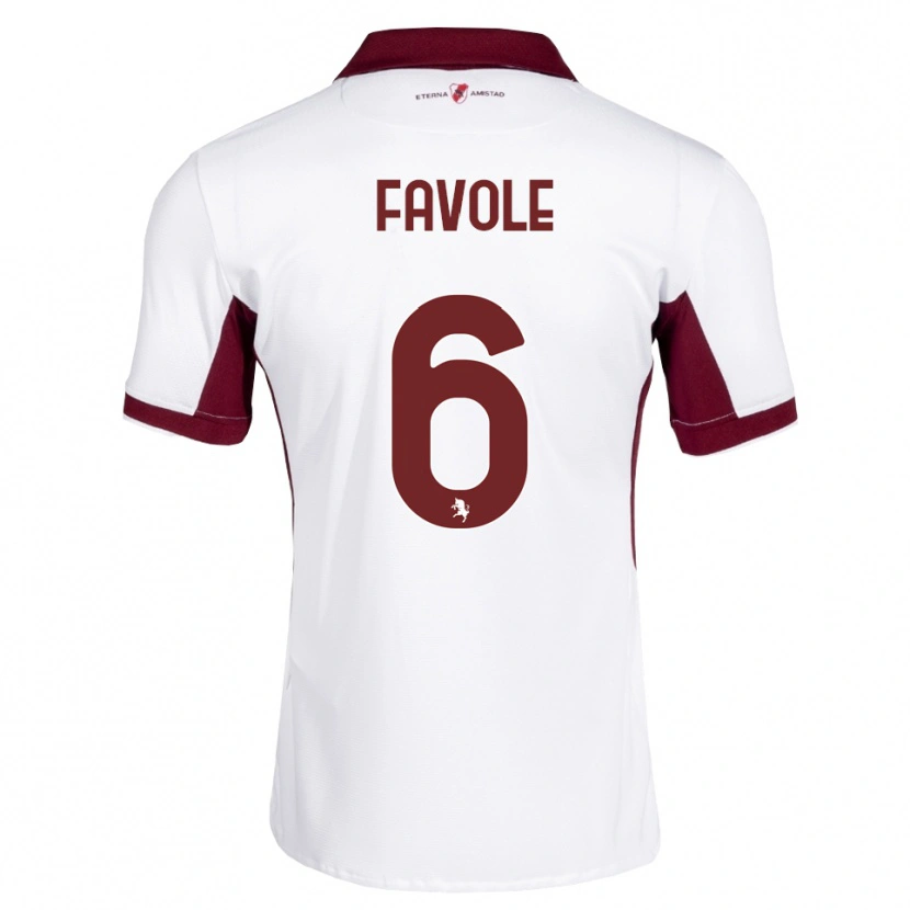 Danxen Hombre Camiseta Stefania Favole #6 Burdeos Blanco Rojo 2ª Equipación 2026/27 La Camisa