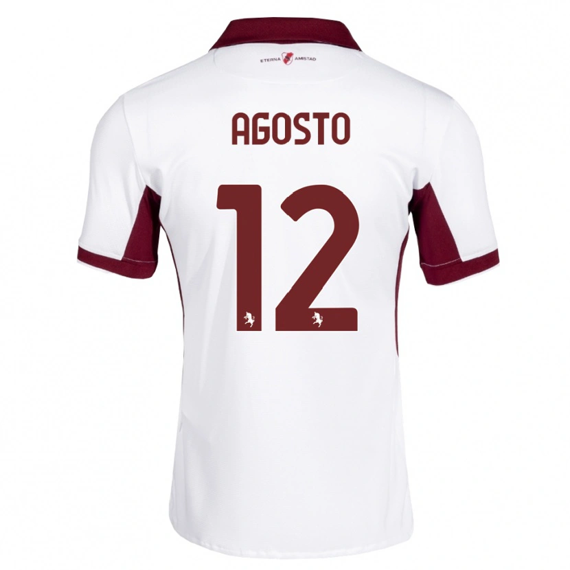 Danxen Hombre Camiseta Gabriel Agosto #12 Burdeos Blanco Rojo 2ª Equipación 2026/27 La Camisa