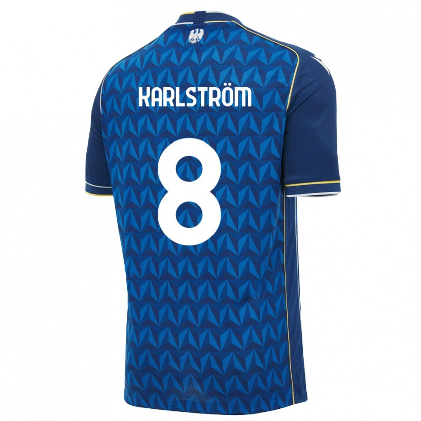Danxen Hombre Camiseta Jesper Karlström #8 Azul Real Blanco Azul 2ª Equipación 2026/27 La Camisa