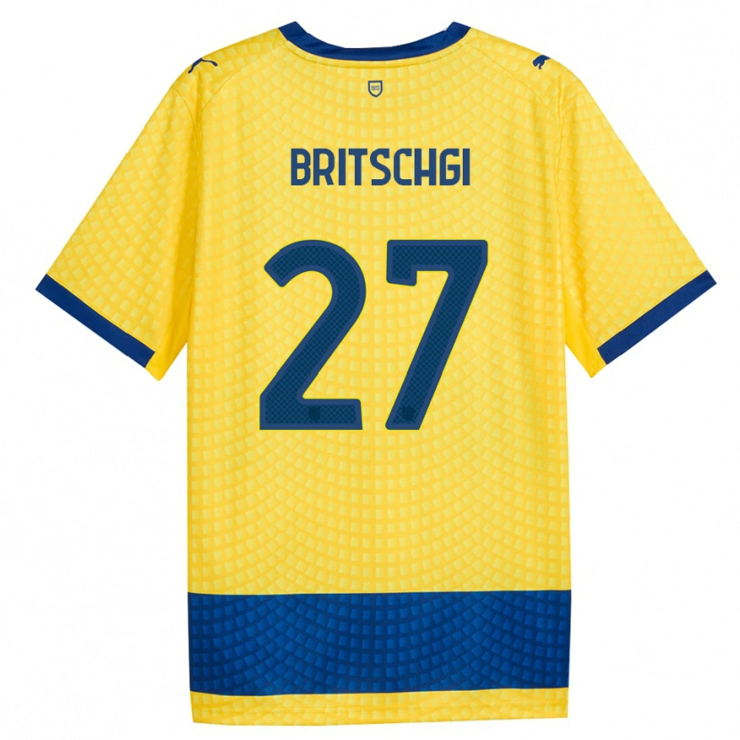 Danxen Hombre Camiseta Sascha Britschgi #27 Amarillo Azul Negro 2ª Equipación 2026/27 La Camisa