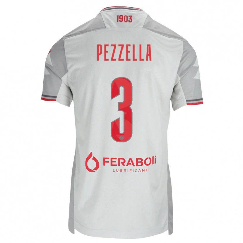 Danxen Hombre Camiseta Giuseppe Pezzella #3 Gris Blanco Rojo 2ª Equipación 2026/27 La Camisa