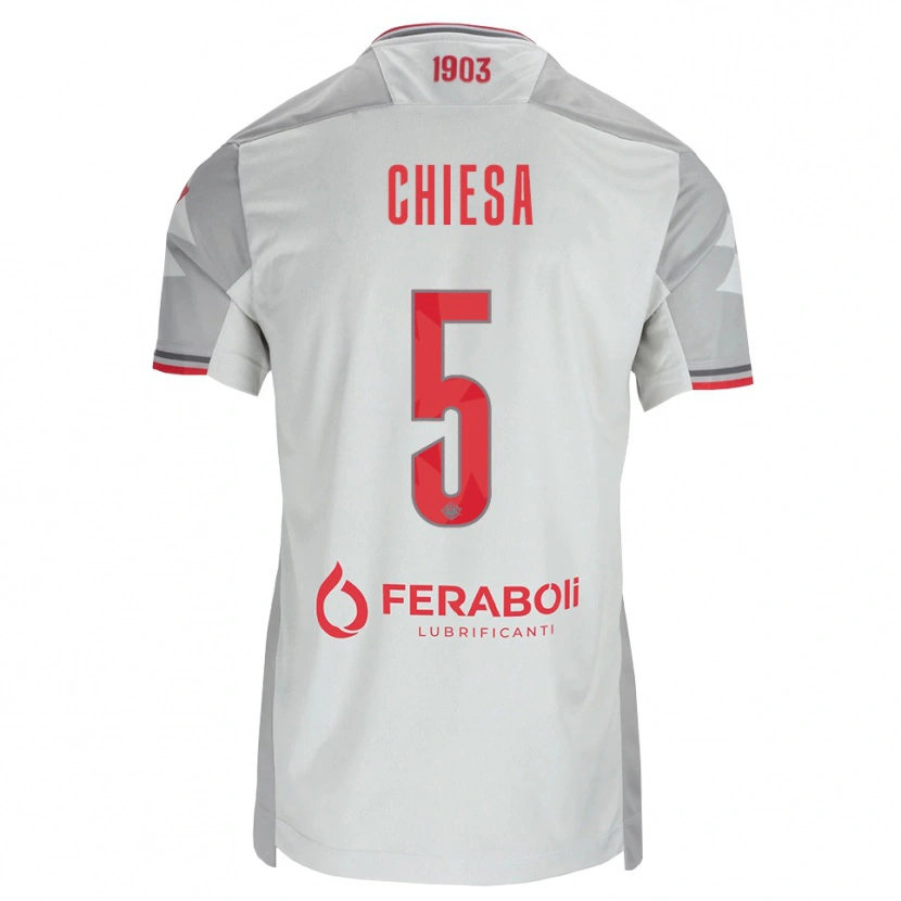 Danxen Hombre Camiseta Mattia Chiesa #5 Gris Blanco Rojo 2ª Equipación 2026/27 La Camisa