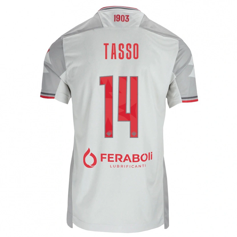 Danxen Hombre Camiseta Achille Tasso #14 Gris Blanco Rojo 2ª Equipación 2026/27 La Camisa