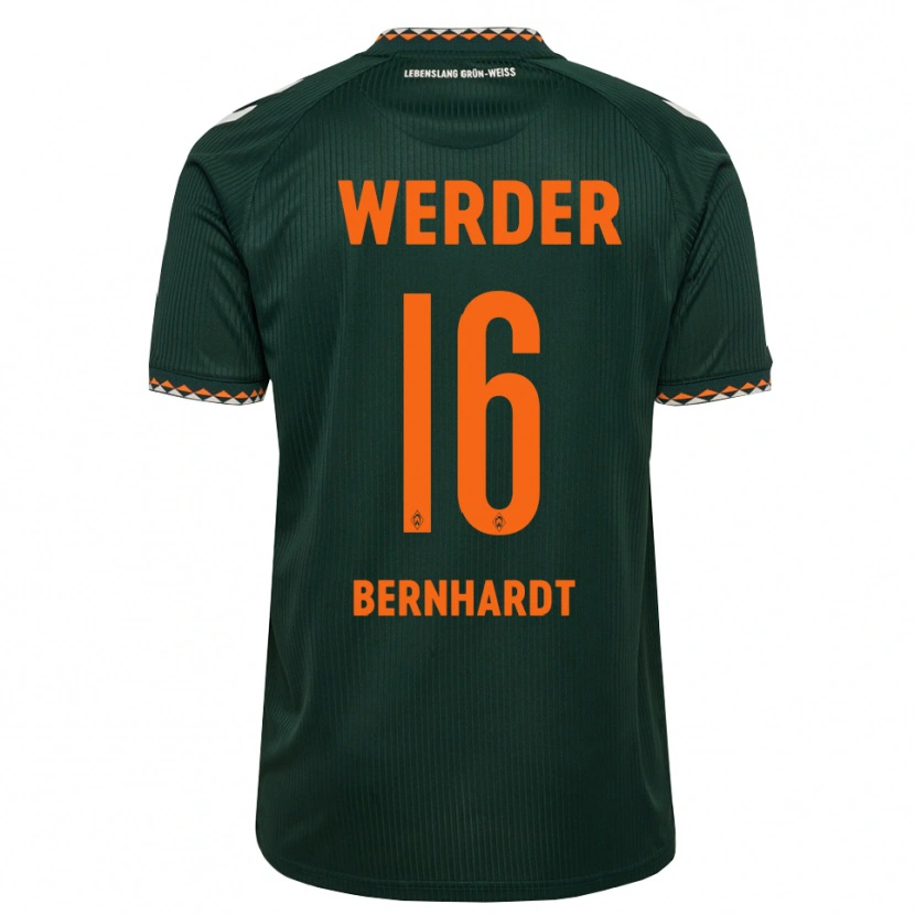 Danxen Hombre Camiseta Emilie Bernhardt #16 Verde Oscuro Naranja Blanco 2ª Equipación 2026/27 La Camisa