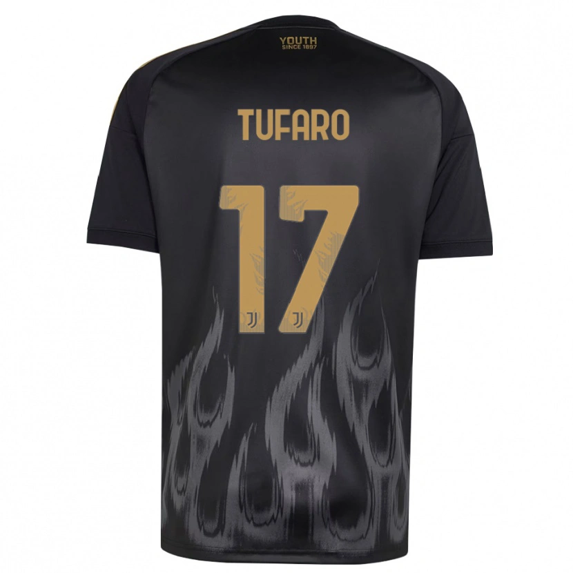 Danxen Hombre Camiseta Gabriele Tufaro #17 Negro Marrón Equipación Tercera 2026/27 La Camisa