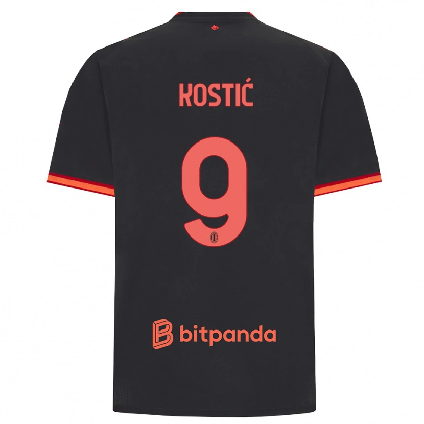 Danxen Hombre Camiseta Andrej Kostić #9 Rojo Negro Equipación Tercera 2026/27 La Camisa