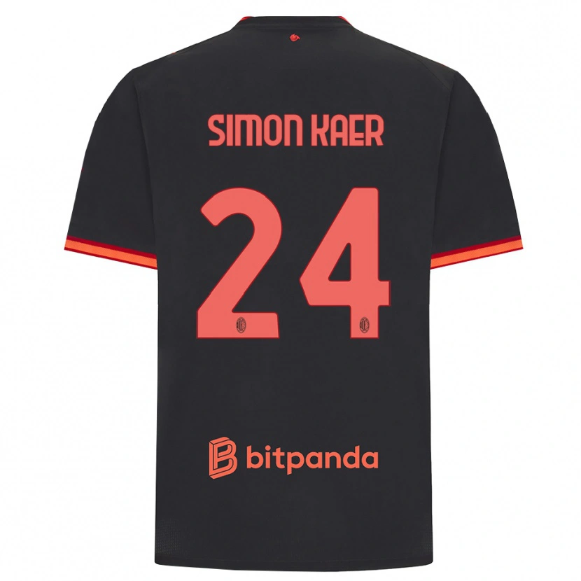Danxen Hombre Camiseta Simon Kaer #24 Rojo Negro Equipación Tercera 2026/27 La Camisa