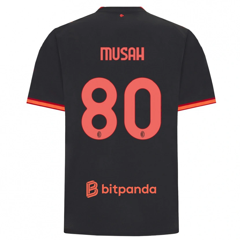 Danxen Hombre Camiseta Yunus Musah #80 Rojo Negro Equipación Tercera 2026/27 La Camisa