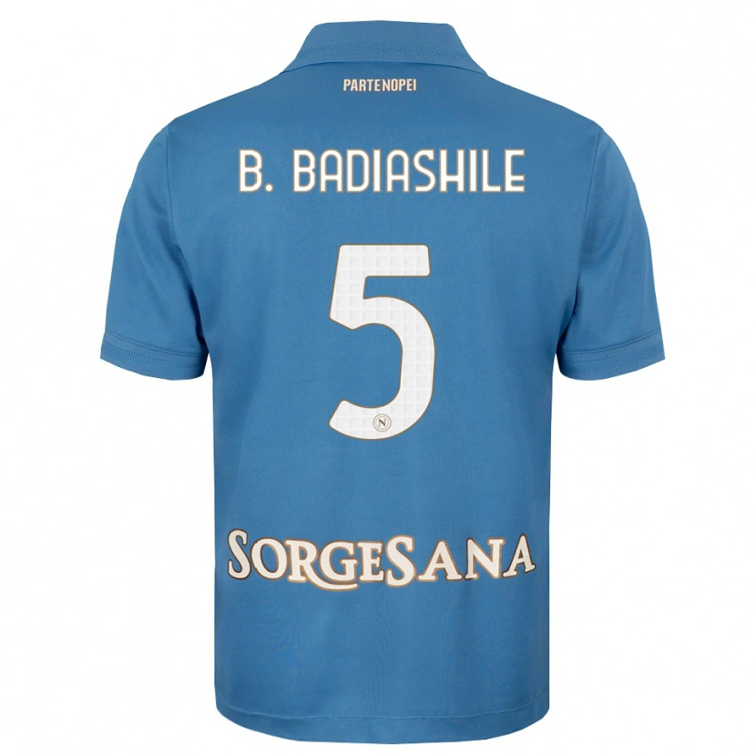 Danxen Mujer Camiseta Benoît Badiashile #5 Azul Neblina Blanco 1ª Equipación 2026/27 La Camisa