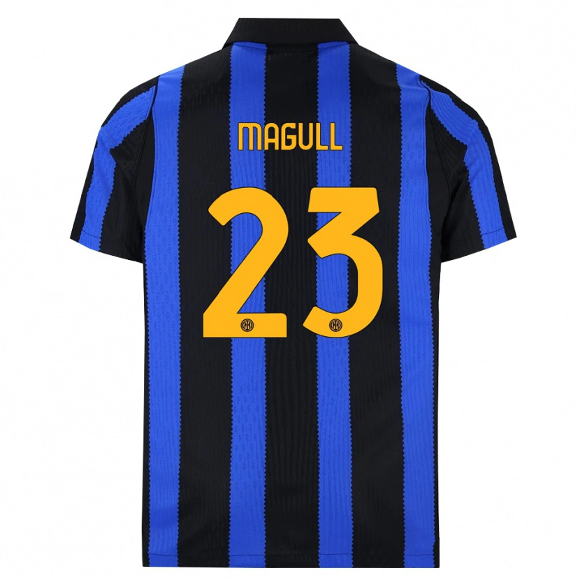 Danxen Mujer Camiseta Lina Magull #23 Negro Azul Amarillo 1ª Equipación 2026/27 La Camisa