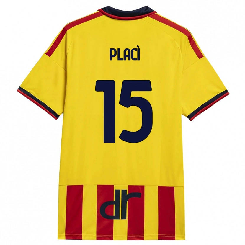 Danxen Mujer Camiseta Davide Placì #15 Amarillo Rojo 1ª Equipación 2026/27 La Camisa
