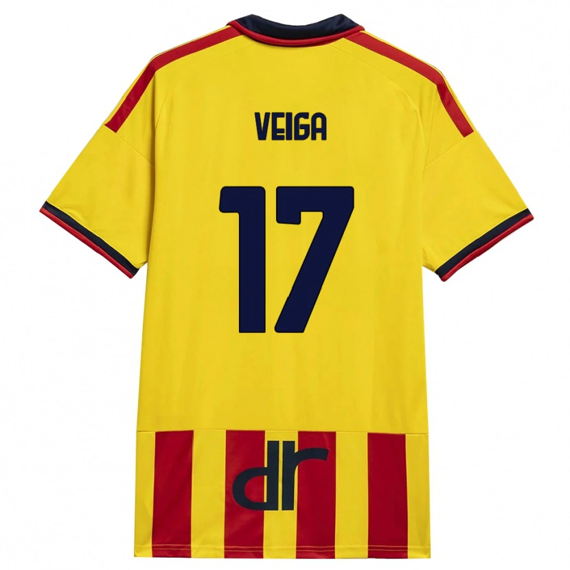 Danxen Mujer Camiseta Danilo Veiga #17 Amarillo Rojo 1ª Equipación 2026/27 La Camisa
