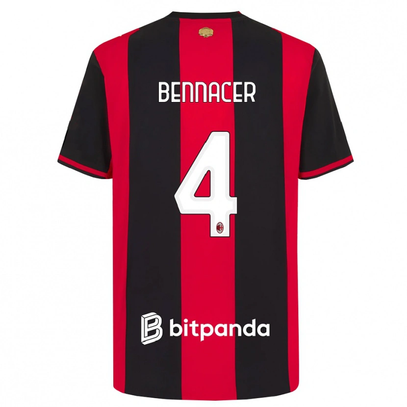 Danxen Mujer Camiseta Ismael Bennacer #4 Rojo Negro Blanco 1ª Equipación 2026/27 La Camisa