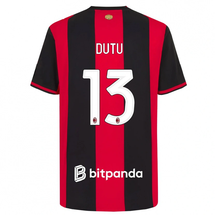 Danxen Mujer Camiseta Matteo Dutu #13 Rojo Negro Blanco 1ª Equipación 2026/27 La Camisa