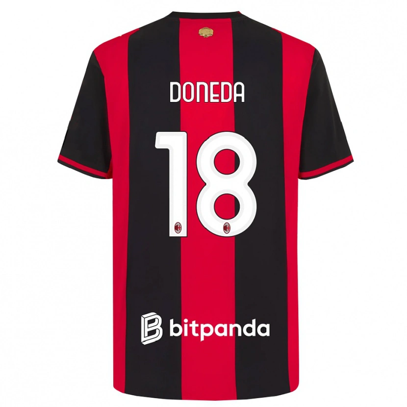 Danxen Mujer Camiseta Paolo Doneda #18 Rojo Negro Blanco 1ª Equipación 2026/27 La Camisa