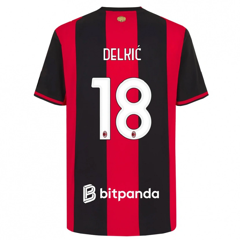 Danxen Mujer Camiseta Dino Delkić #18 Rojo Negro Blanco 1ª Equipación 2026/27 La Camisa