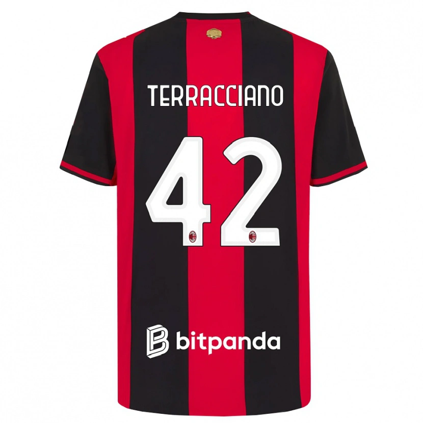 Danxen Mujer Camiseta Filippo Terracciano #42 Rojo Negro Blanco 1ª Equipación 2026/27 La Camisa