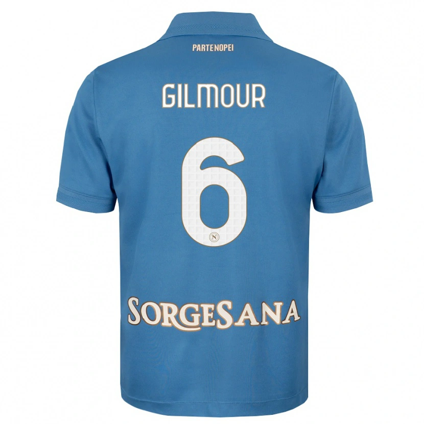 Danxen Mujer Camiseta Billy Gilmour #6 Azul Neblina Blanco 1ª Equipación 2026/27 La Camisa